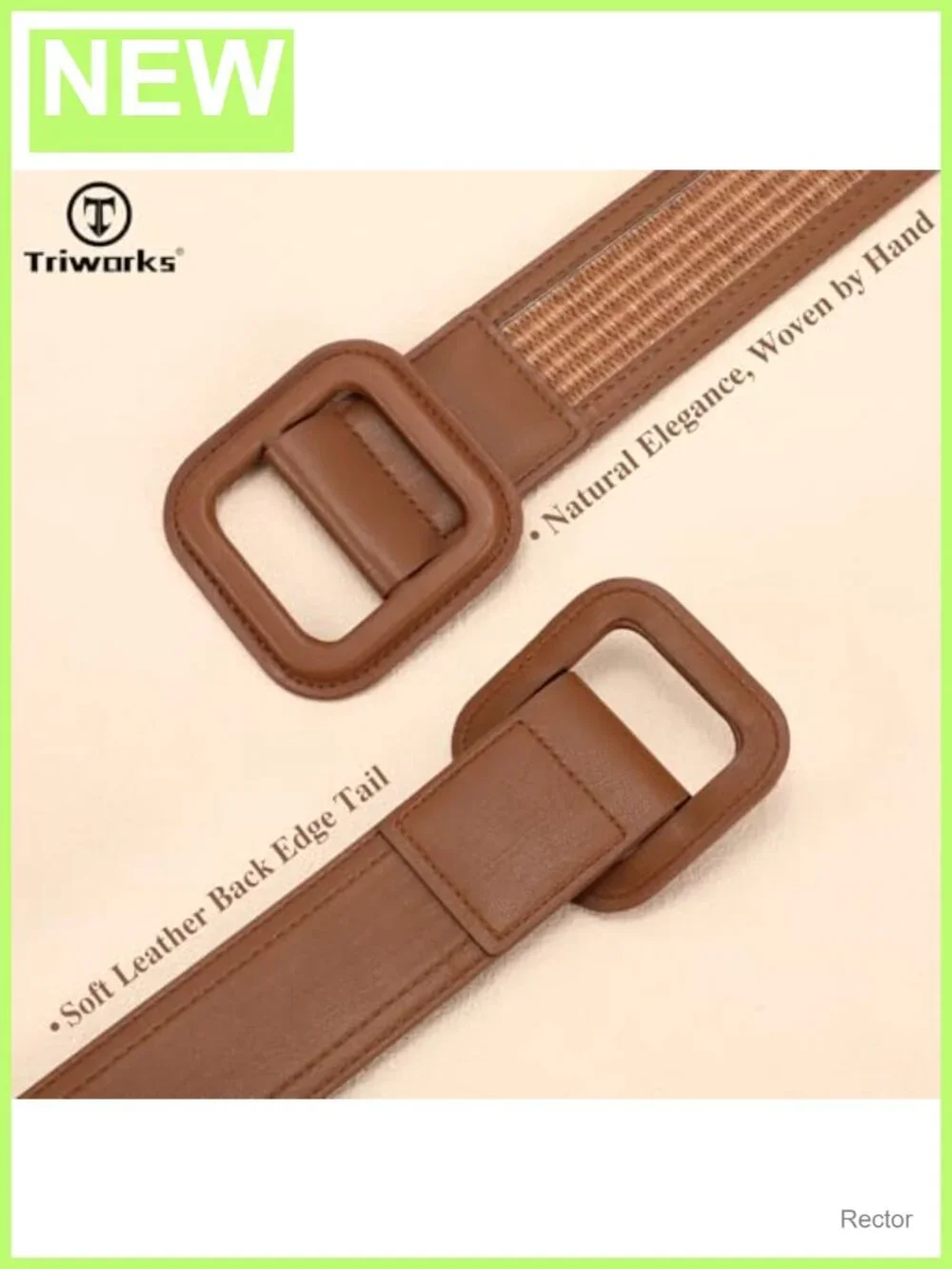 Women's Woven Straw Belt Wide Waist Boho Braided PU Leather No-Hole Adjustable